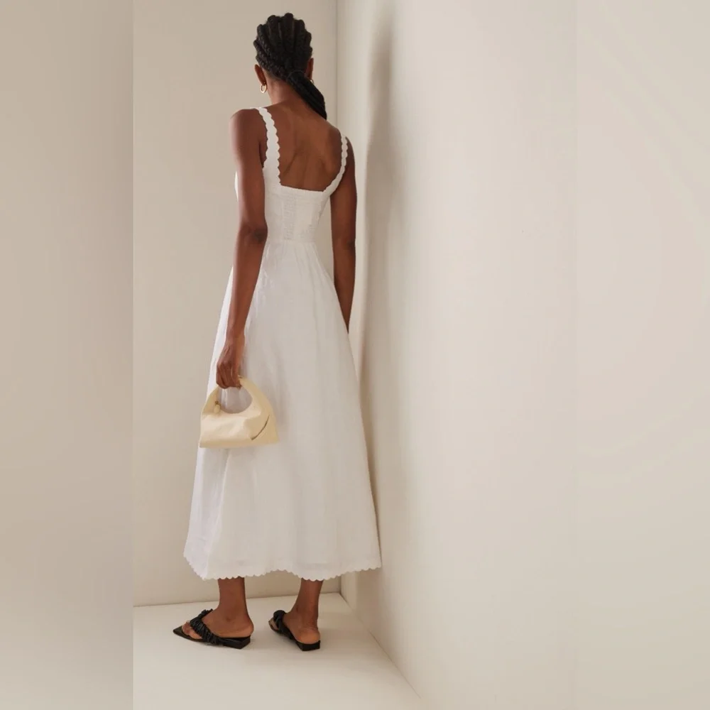 Posse linen dress with scallop trim - Picture 3 of 8